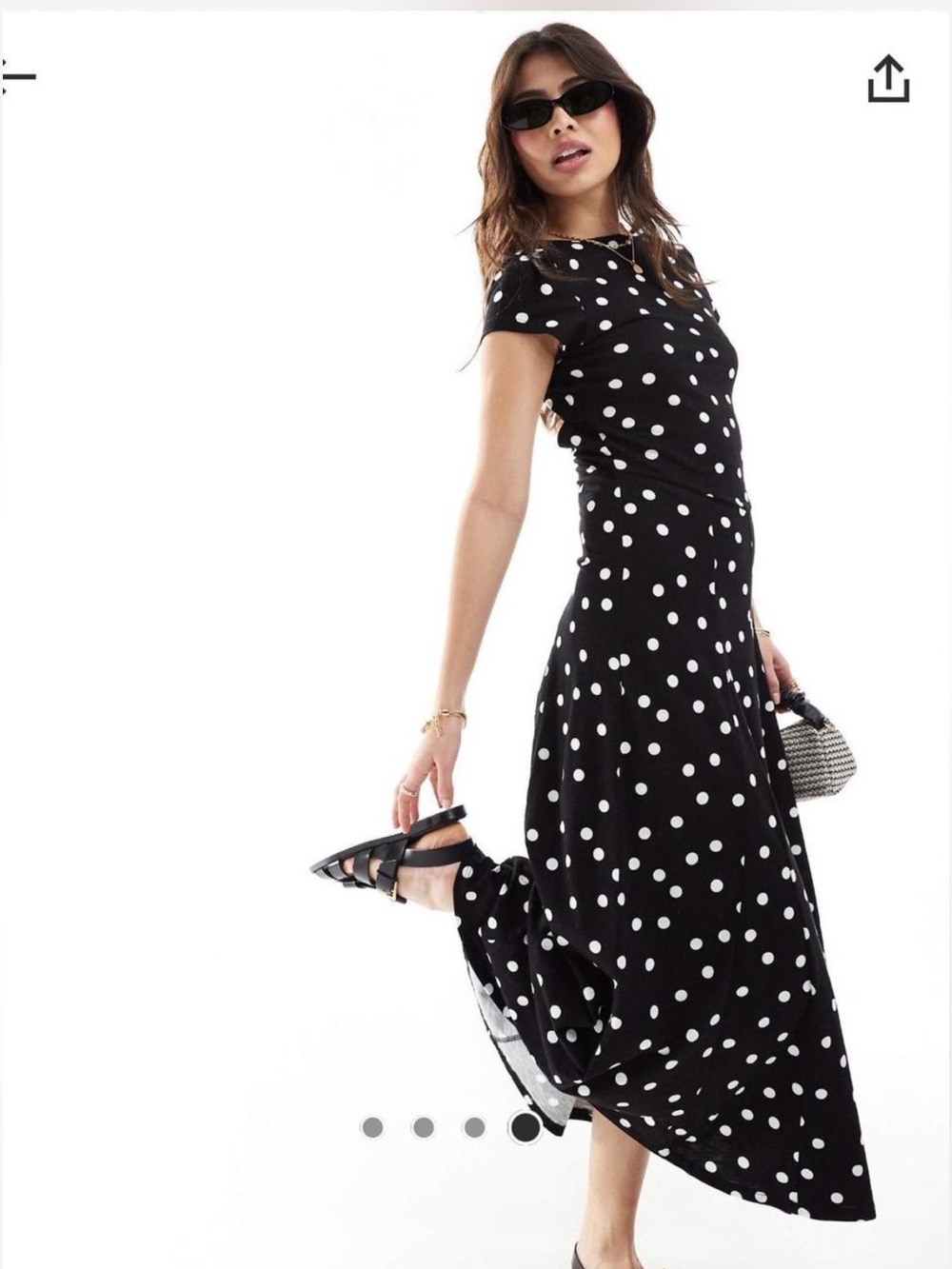 Asos Black Polka Dot Short-Sleeve Maxi Dress